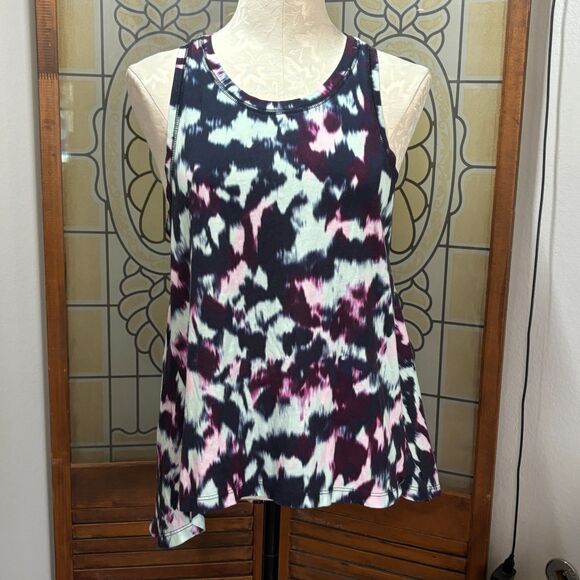 Sweaty Betty Easy Peazy Blue Flow Print Oversized Hi Low Tank Size 8/10 - Picture 2 of 11